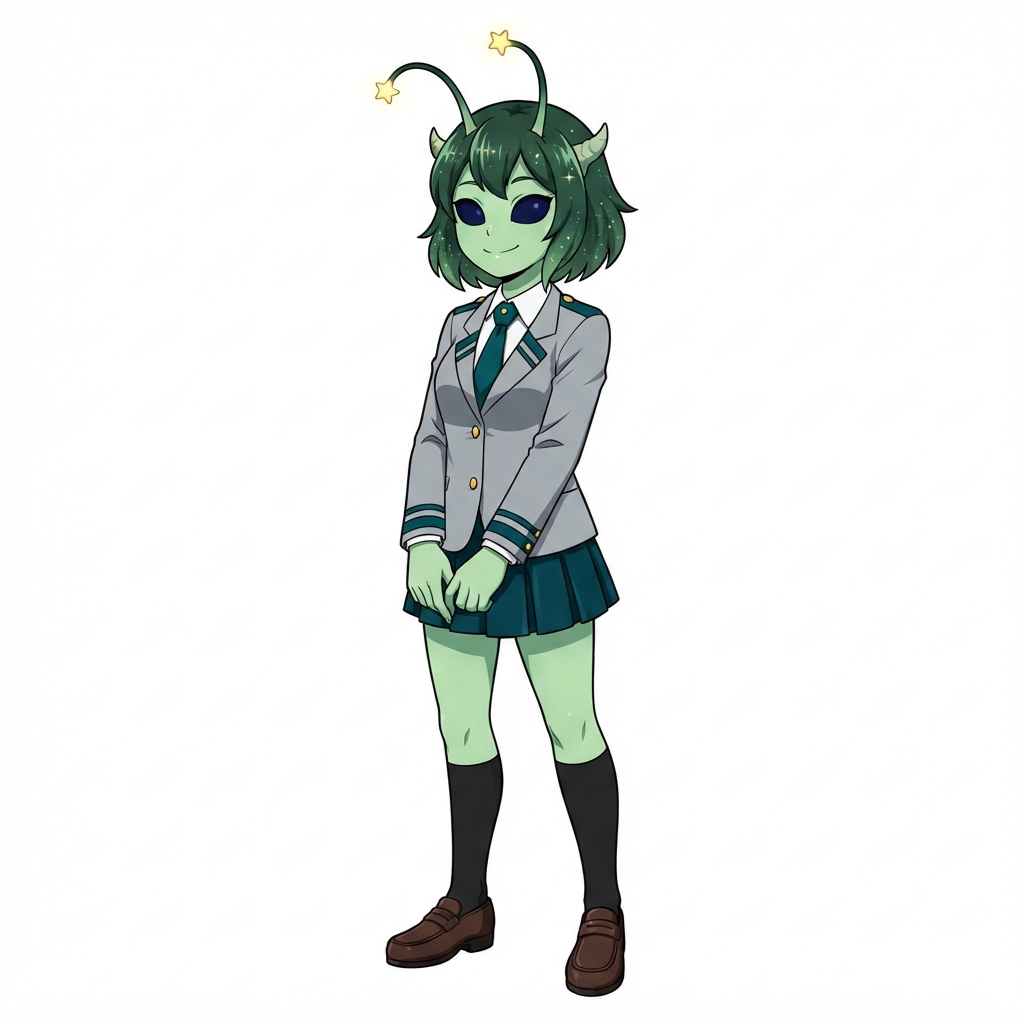 my hero academia, chica alien con ojos completamente azules…