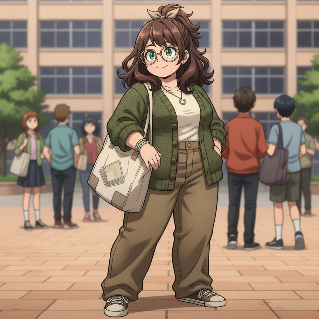 anime, my hero academia, Female, teenager, chubby, green ey…
