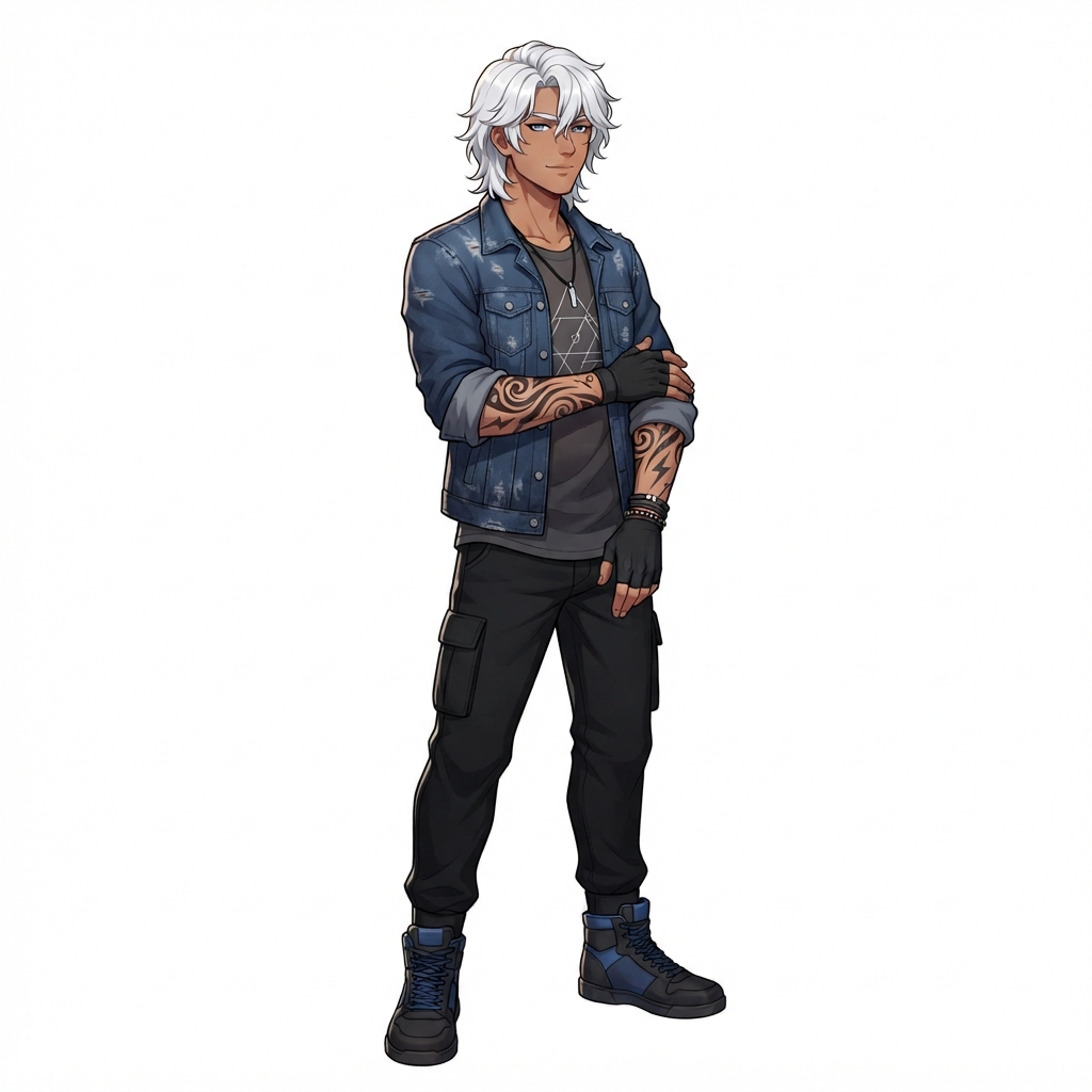 Human, Male, Teen, Wavy Hair, White Hair, Mysterious, Casua…
