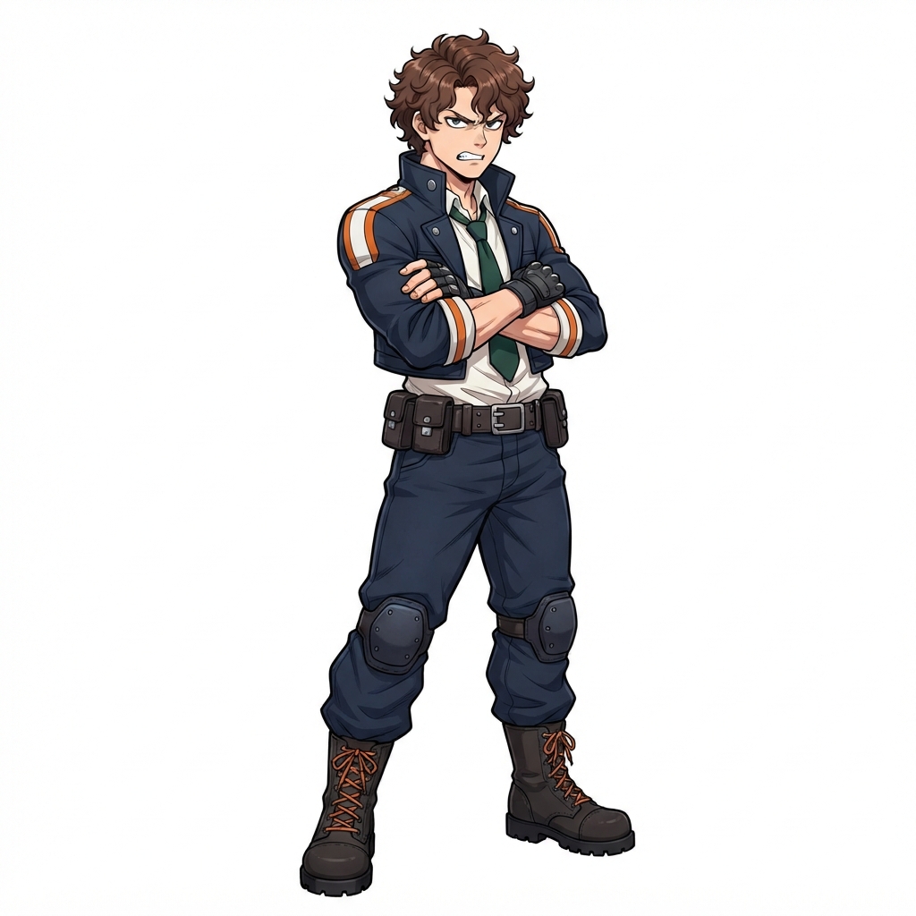 Human, Male, Teen, Curly Hair, Brown Hair, Angry, Uniform, …