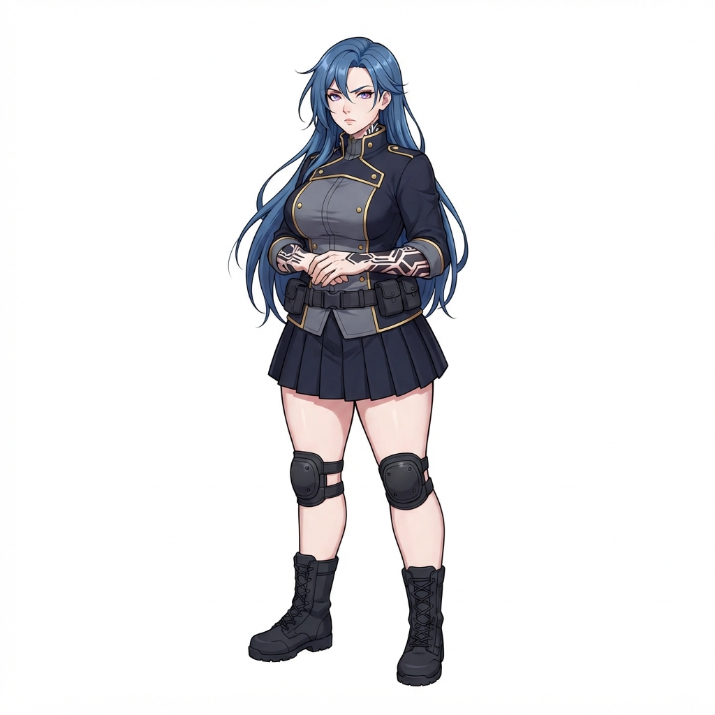 Modern Anime, Human, Female, Adult, Long Hair, Blue Hair, S…