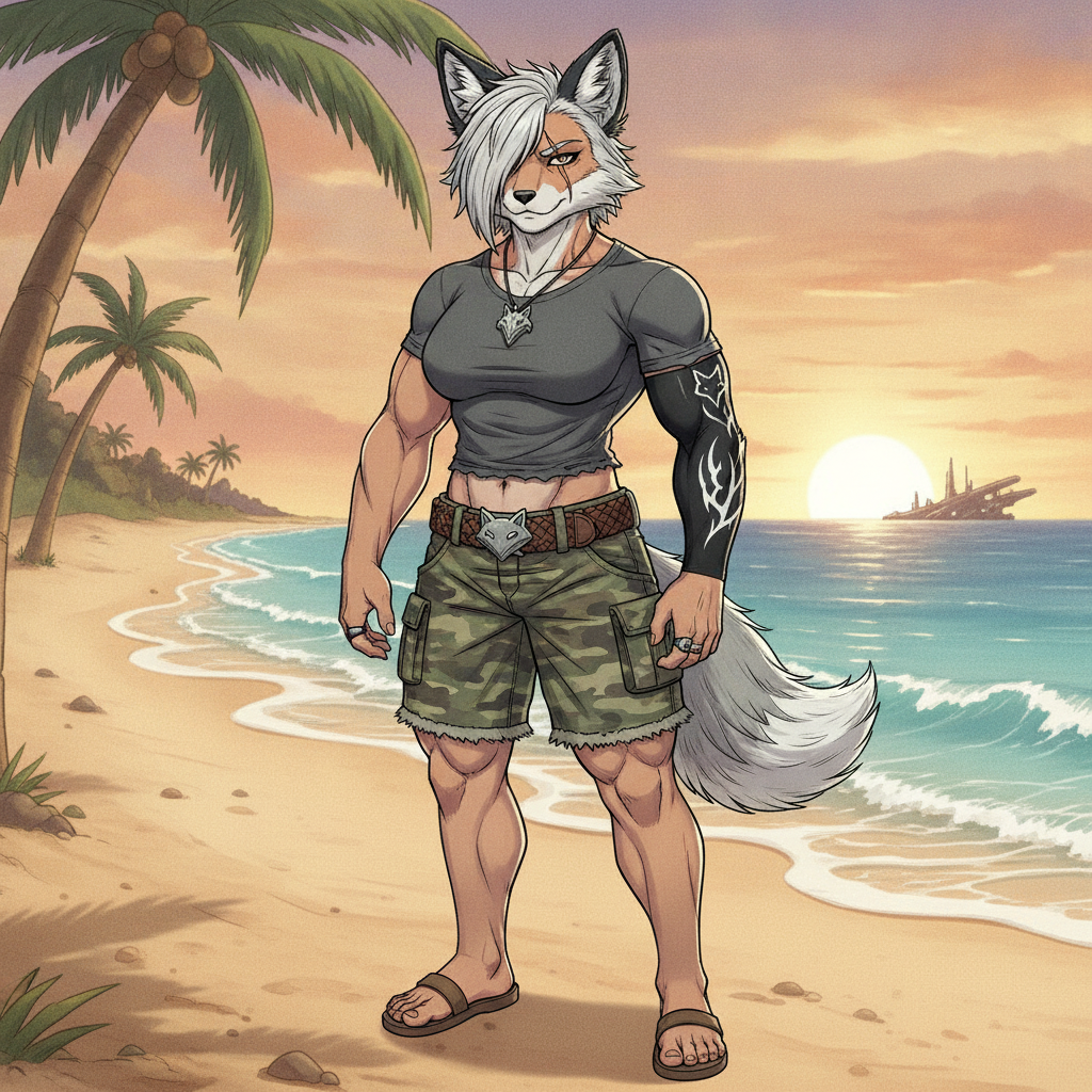 manga, furry, Female, mature, muscular, scar, Short Hair, S…
