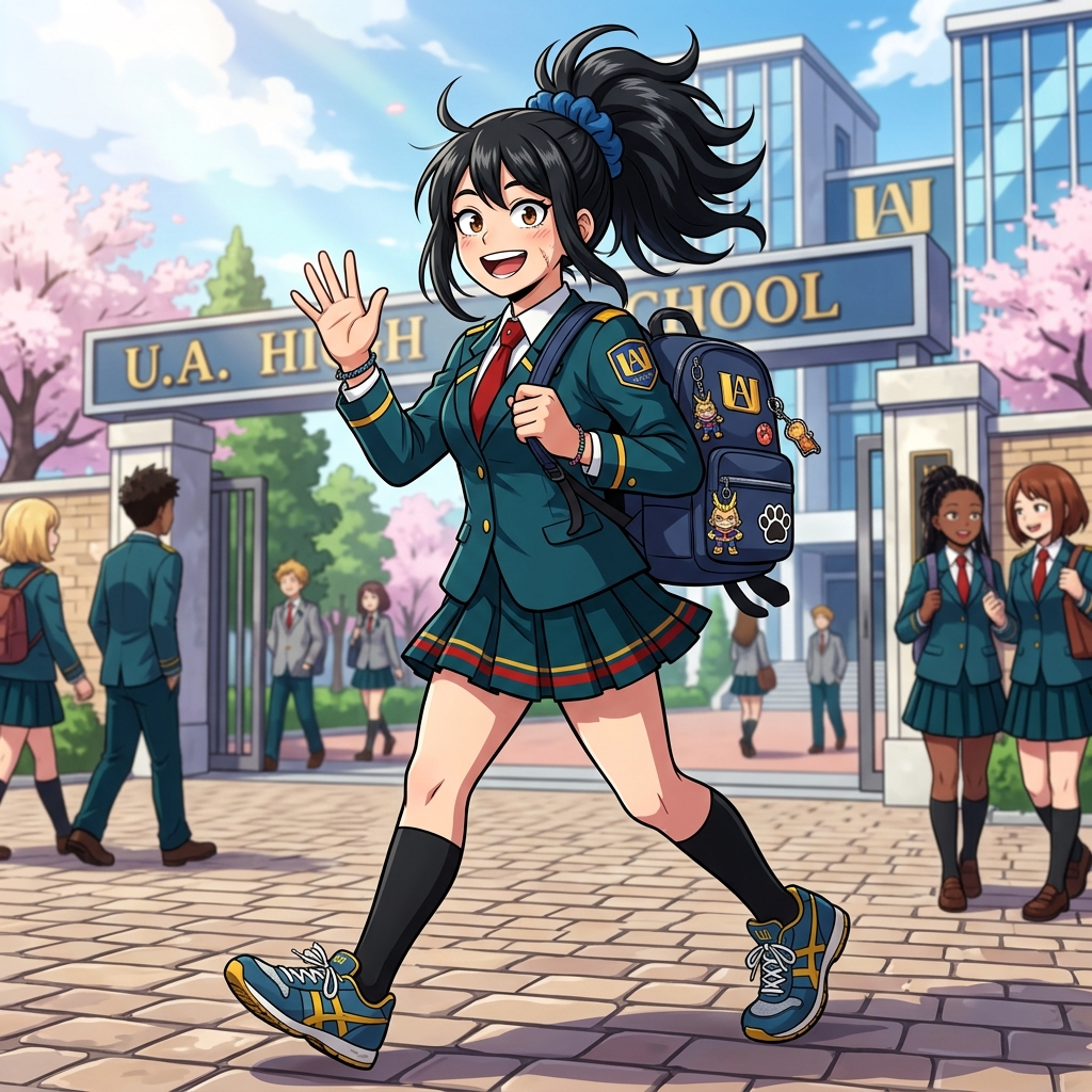 My Hero Academia, Human, Female, Teen, Ponytail, Black Hair…